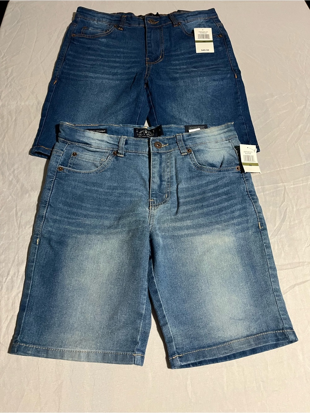 Lucky Brand Girls Denim Capri Shorts Bundle- Light Blue & Dark Blue Size 14 NWT